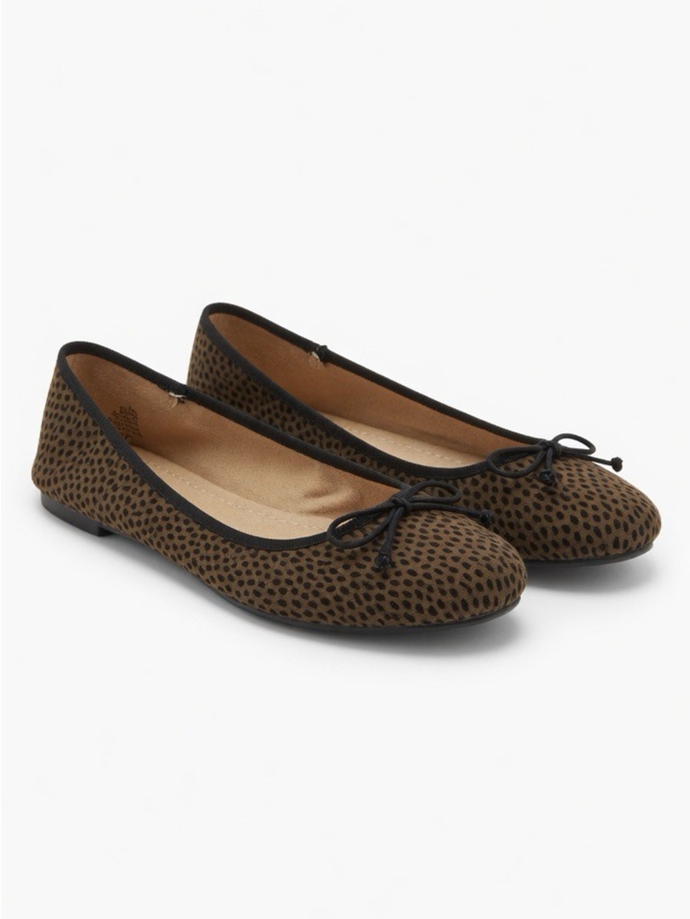 Old Navy Fabric Olive Cheetah Rounded Toe Ballet Flat Black Bow Accent Slip Ons